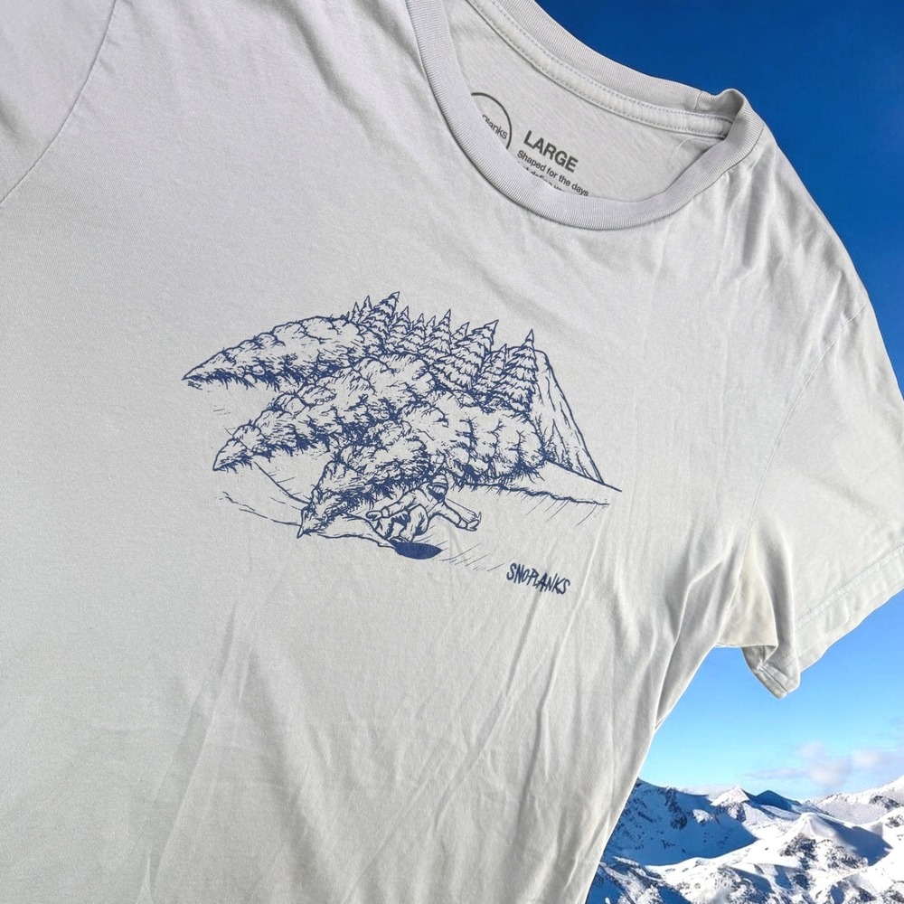 SnoPlanks Graphic T-Shirt Mens L Gray Snowboard Mountain Bend Oregon Outdoors